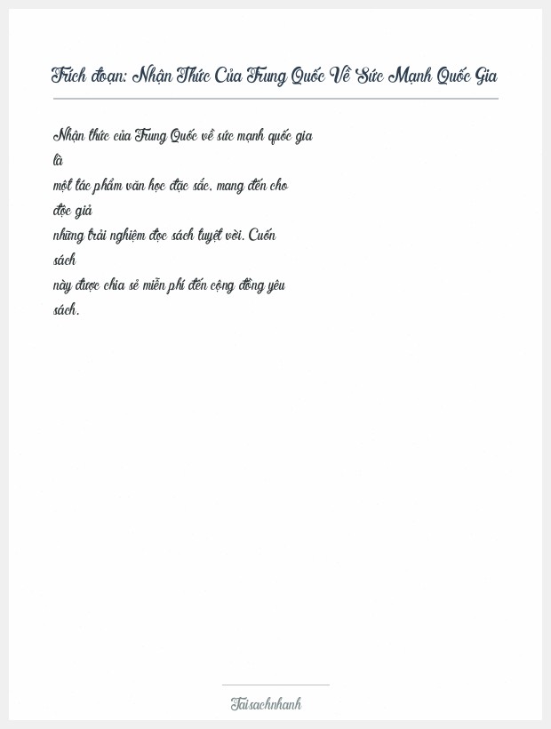 Trích đoạn Nhận Thức Của Trung Quốc Về Sức Mạnh Quốc Gia