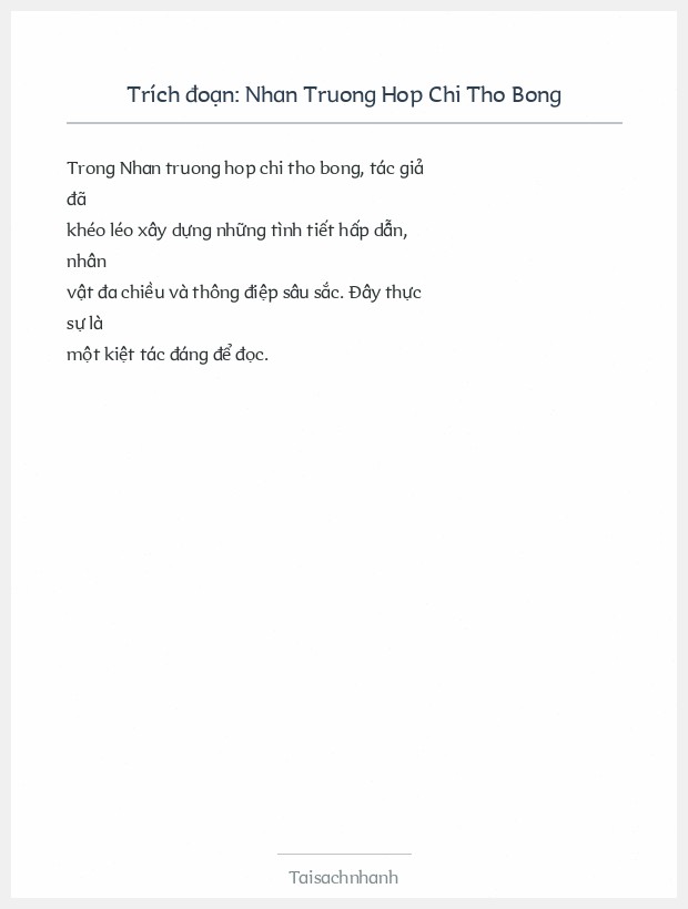 Trích đoạn Nhan Truong Hop Chi Tho Bong