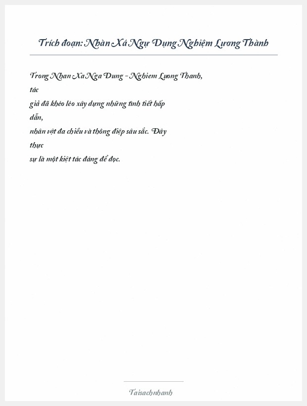 Trích đoạn Nhàn Xá Ngự Dụng Nghiệm Lương Thành