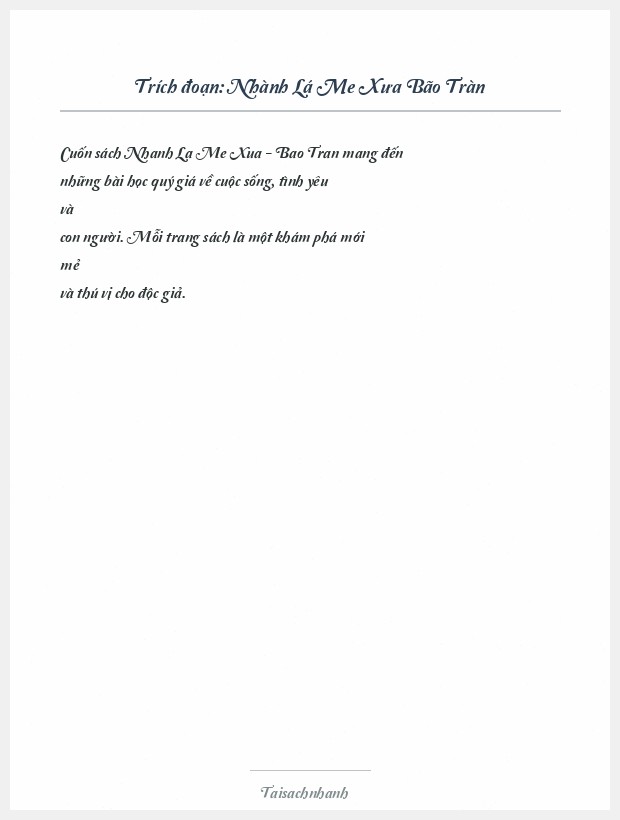 Trích đoạn Nhành Lá Me Xưa Bão Tràn