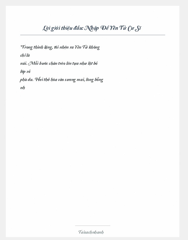 Trích đoạn Nhập Đề Yên Tử Cư Sĩ