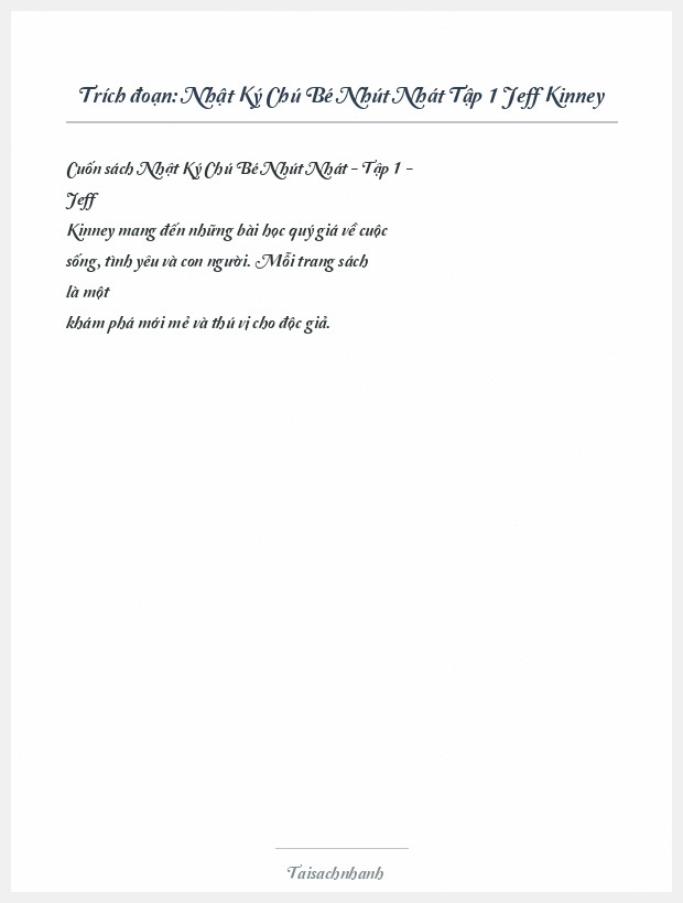 Trích đoạn Nhật Ký Chú Bé Nhút Nhát Tập 1 Jeff Kinney