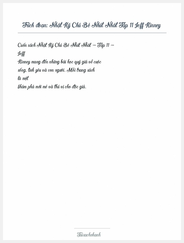 Trích đoạn Nhật Ký Chú Bé Nhút Nhát Tập 11 Jeff Kinney