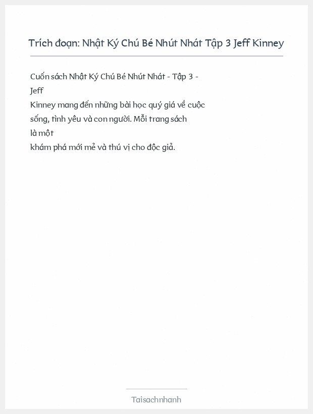 Trích đoạn Nhật Ký Chú Bé Nhút Nhát Tập 3 Jeff Kinney