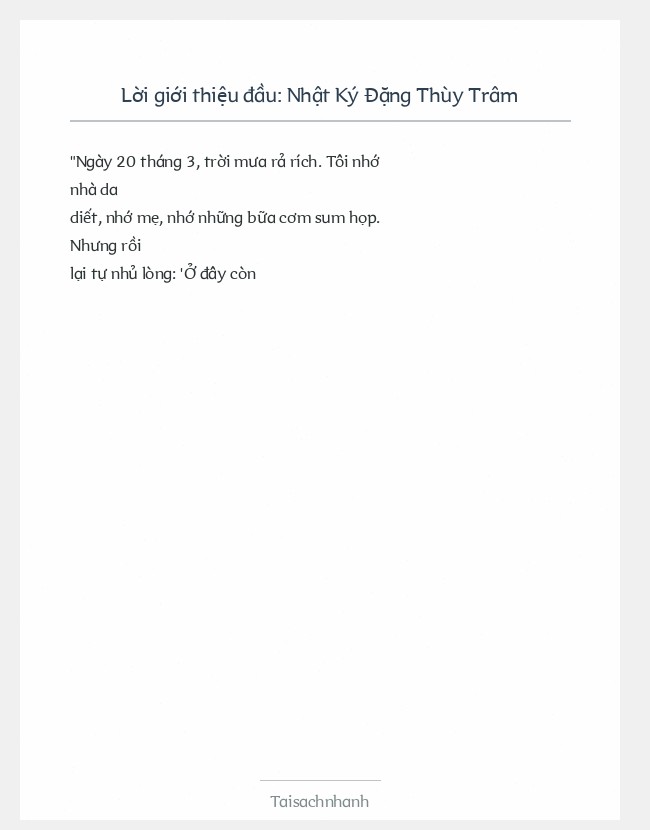 Trích đoạn Nhật Ký Đặng Thùy Trâm