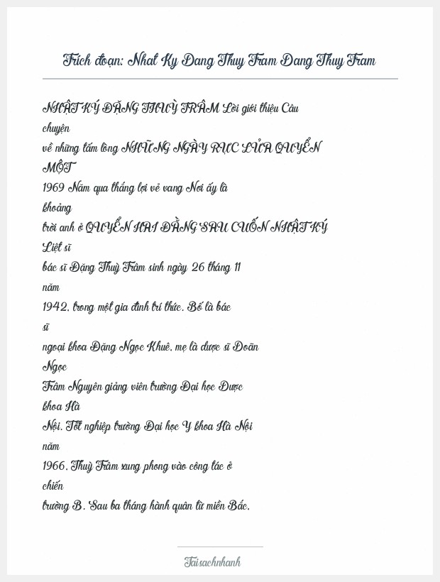Trích đoạn Nhat Ky Dang Thuy Tram Dang Thuy Tram