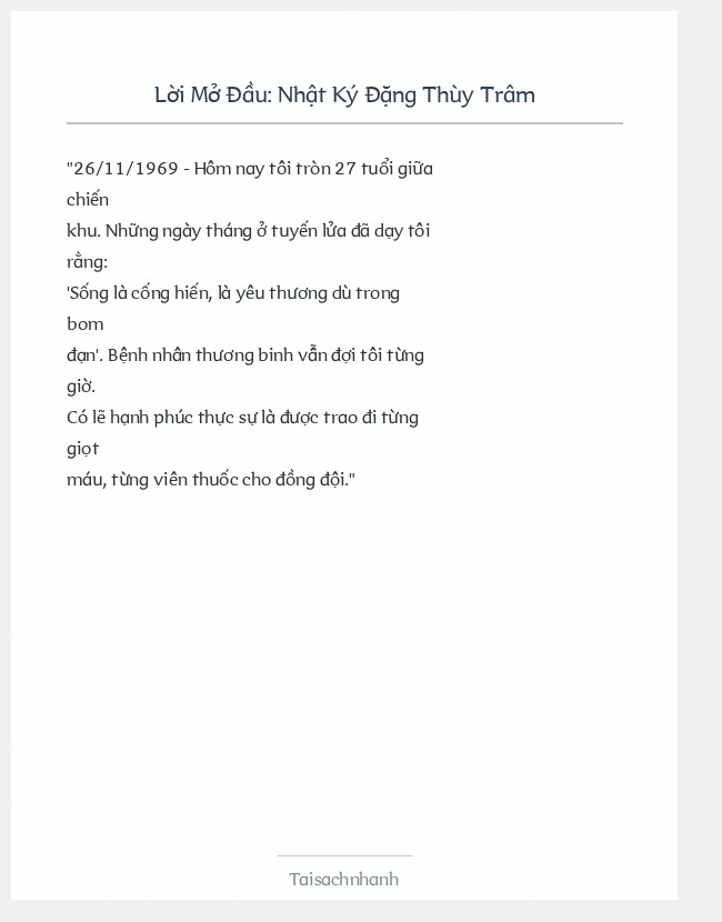 Trích đoạn Nhật Ký Đặng Thùy Trâm