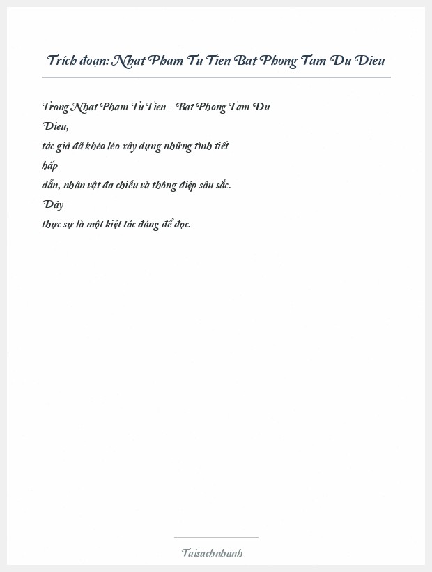 Trích đoạn Nhat Pham Tu Tien Bat Phong Tam Du Dieu