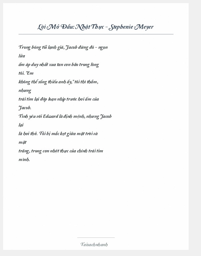 Trích đoạn Nhật Thực - Stephenie Meyer