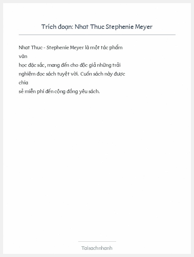 Trích đoạn Nhat Thuc Stephenie Meyer