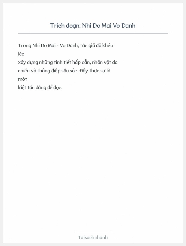 Trích đoạn Nhi Do Mai Vo Danh