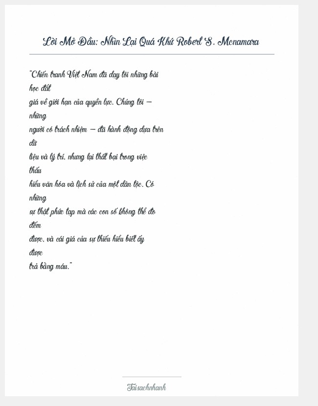 Trích đoạn Nhìn Lại Quá Khứ Robert S. Mcnamara