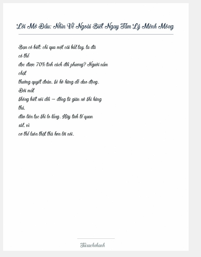 Trích đoạn Nhìn Về Ngoài Biết Ngay Tâm Lý Mênh Mông