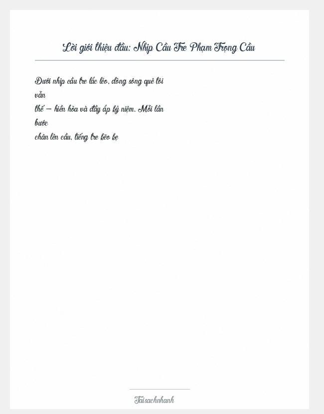 Trích đoạn Nhịp Cầu Tre Phạm Trọng Cầu