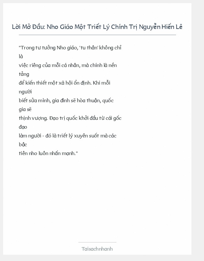 Trích đoạn Nho Giáo Một Triết Lý Chính Trị Nguyễn Hiến Lê