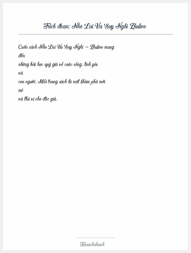 Trích đoạn Nho Lai Va Suy Nghi Zhukov