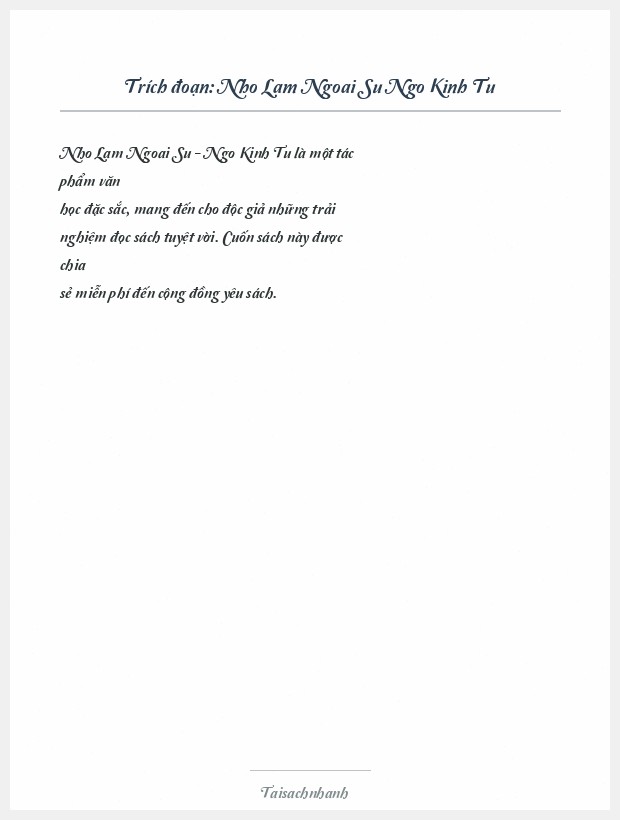 Trích đoạn Nho Lam Ngoai Su Ngo Kinh Tu
