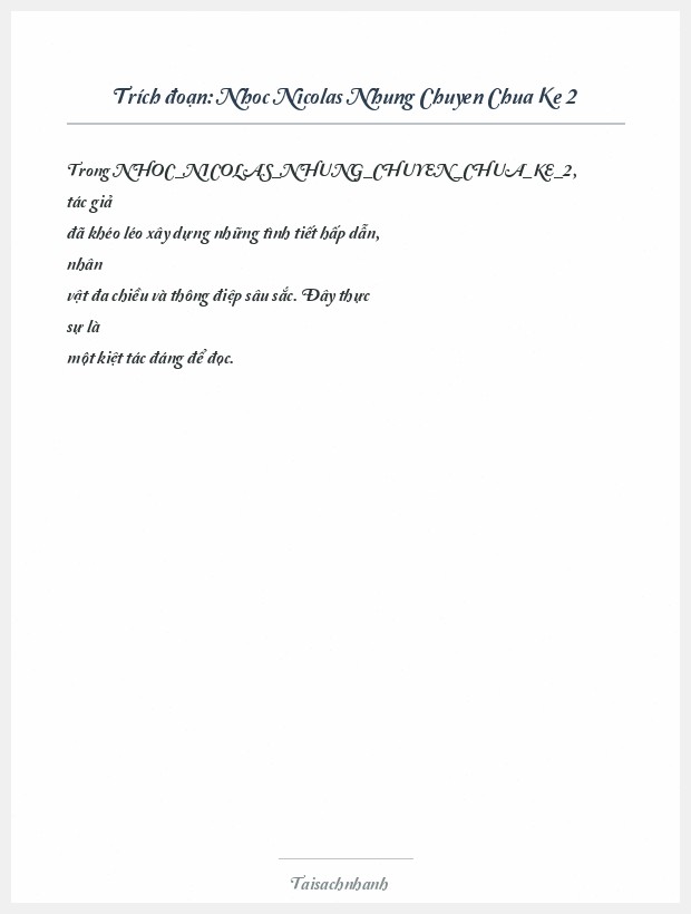 Trích đoạn Nhoc Nicolas Nhung Chuyen Chua Ke 2