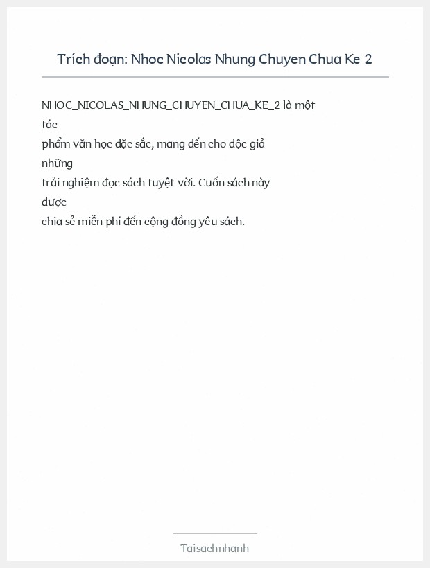 Trích đoạn Nhoc Nicolas Nhung Chuyen Chua Ke 2
