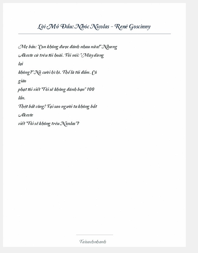 Trích đoạn Nhóc Nicolas - René Goscinny