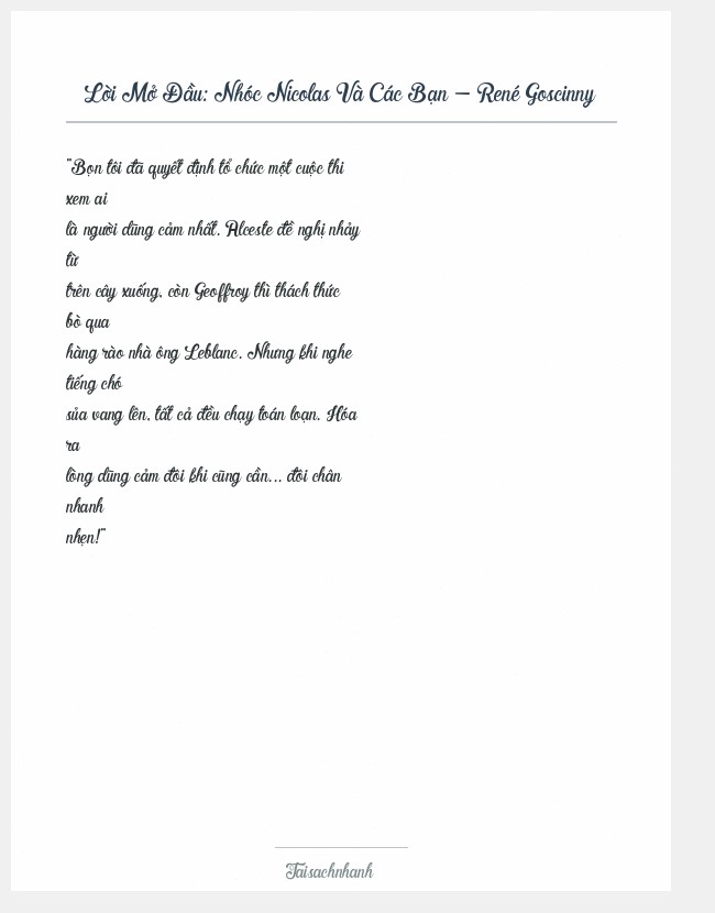 Trích đoạn Nhóc Nicolas Và Các Bạn - René Goscinny