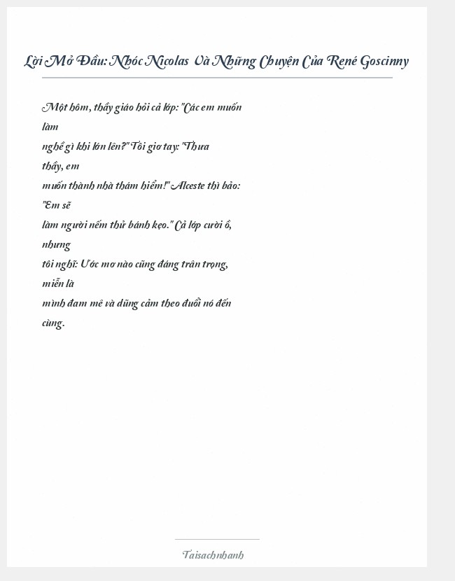 Trích đoạn Nhóc Nicolas Và Những Chuyện Của René Goscinny