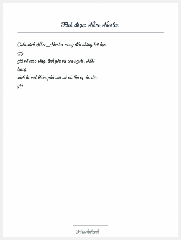 Trích đoạn Nhoc Nicolas