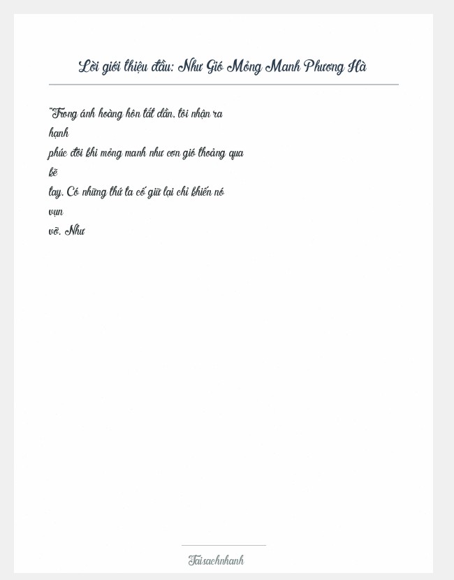 Trích đoạn Như Gió Mỏng Manh Phương Hà