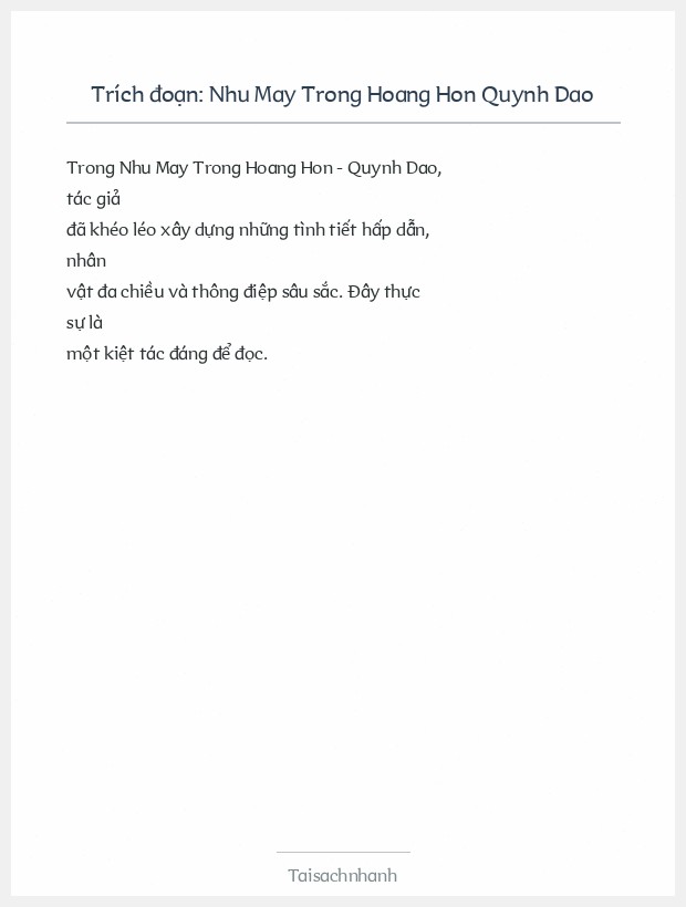Trích đoạn Nhu May Trong Hoang Hon Quynh Dao