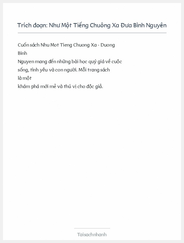 Trích đoạn Như Một Tiếng Chuông Xa Đưa Bình Nguyên