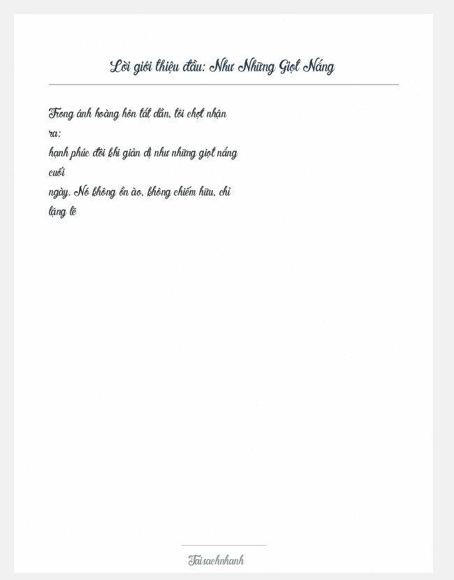 Trích đoạn Như Những Giọt Nắng
