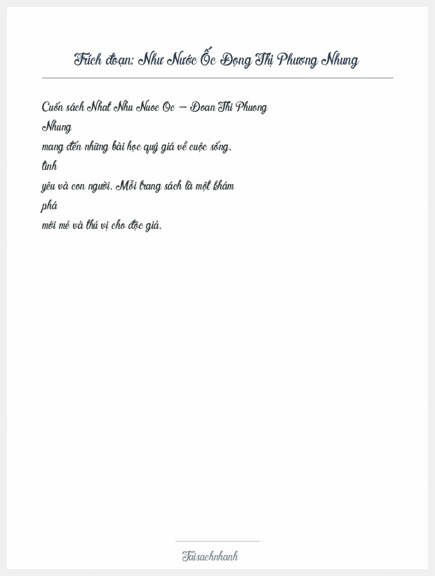 Trích đoạn Như Nước Ốc Đọng Thị Phương Nhung