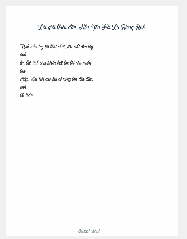 Trích đoạn Như Yến Trời Là Riêng Anh