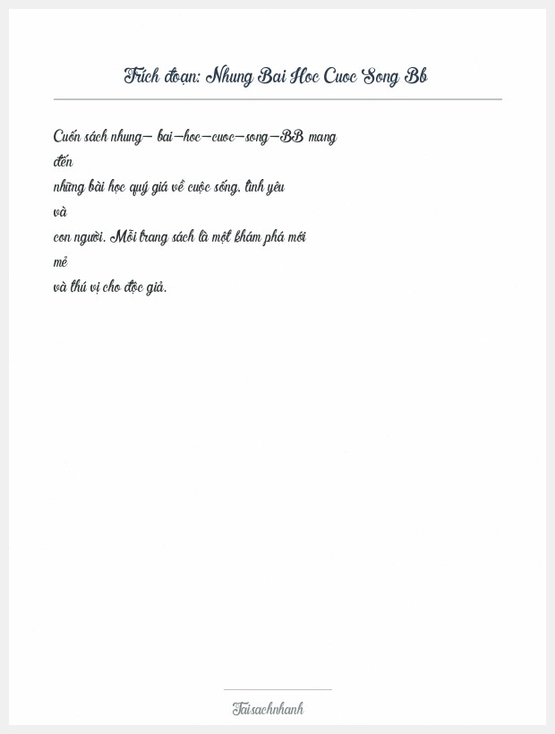 Trích đoạn Nhung Bai Hoc Cuoc Song Bb