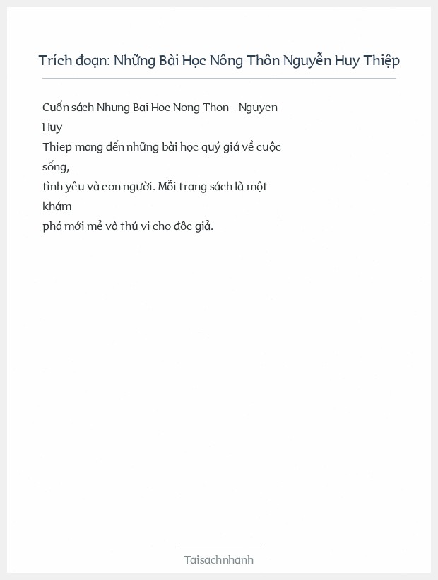 Trích đoạn Những Bài Học Nông Thôn Nguyễn Huy Thiệp