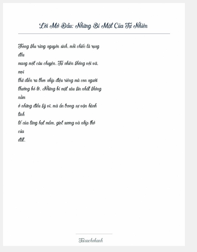 Trích đoạn Những Bí Mật Của Tự Nhiên