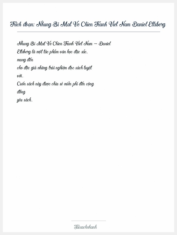 Trích đoạn Nhung Bi Mat Ve Chien Tranh Viet Nam Daniel Ellsberg