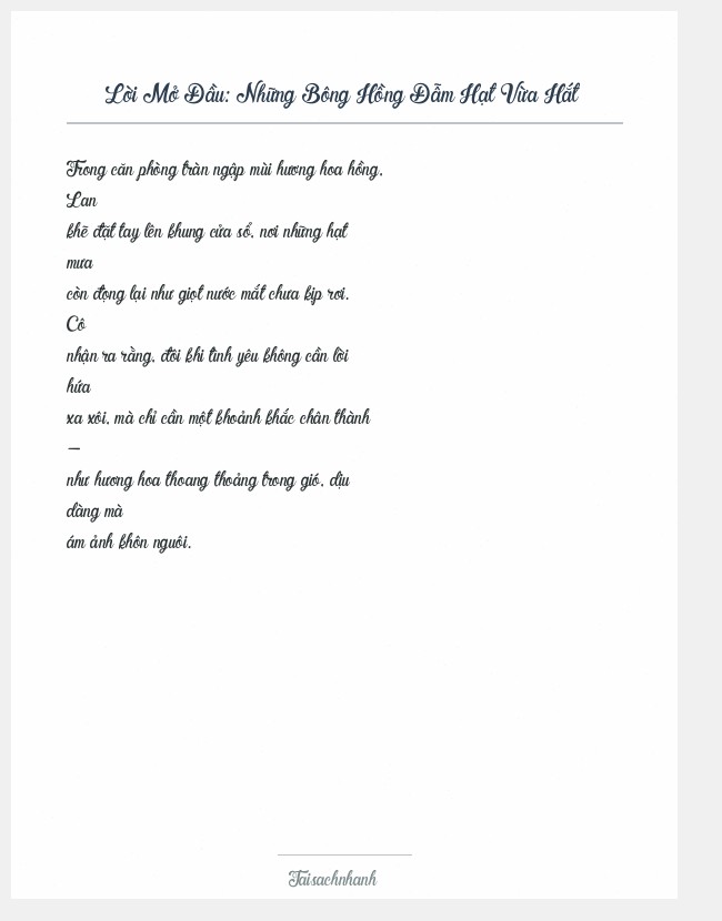 Trích đoạn Những Bông Hồng Đẫm Hạt Vừa Hắt