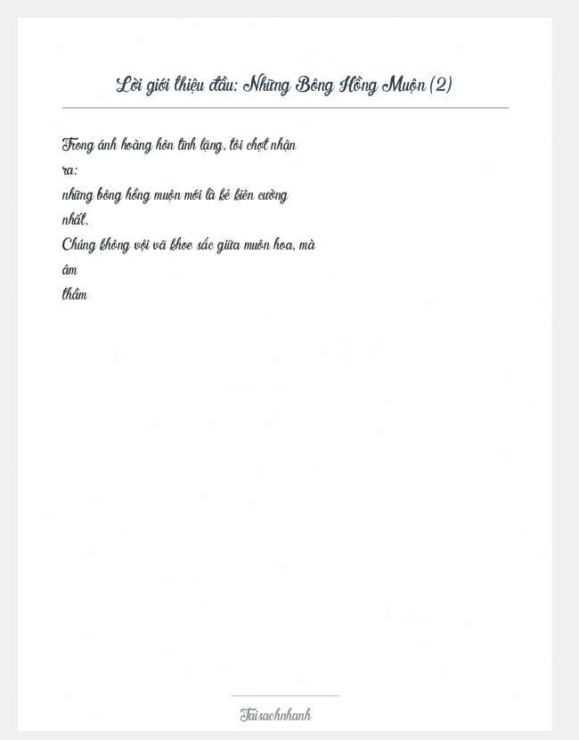 Trích đoạn Những Bông Hồng Muộn (2)