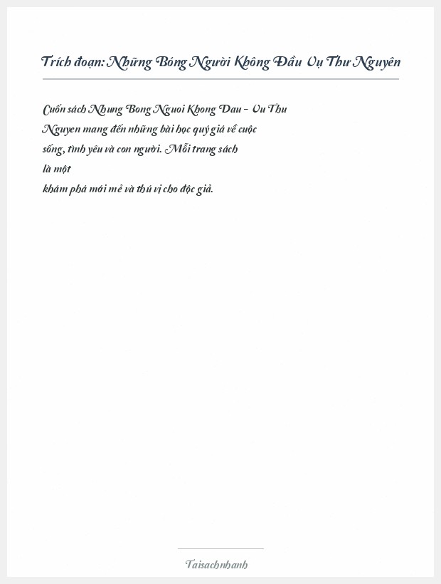 Trích đoạn Những Bóng Người Không Đầu Vụ Thư Nguyên