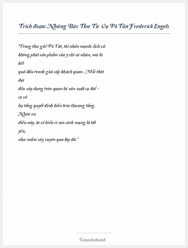 Trích đoạn Những Bức Thư Từ Vụ Pô Tăn Frederick Engels