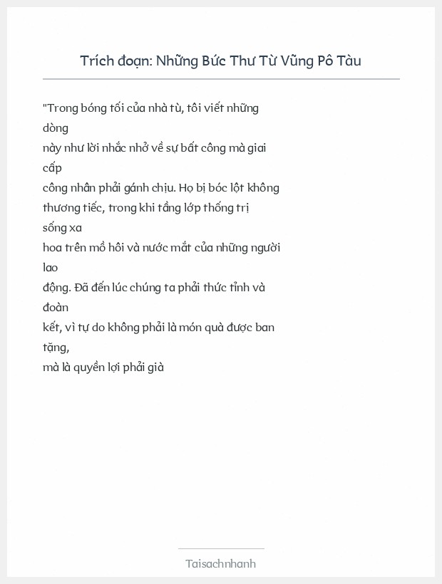 Trích đoạn Những Bức Thư Từ Vũng Pô Tàu