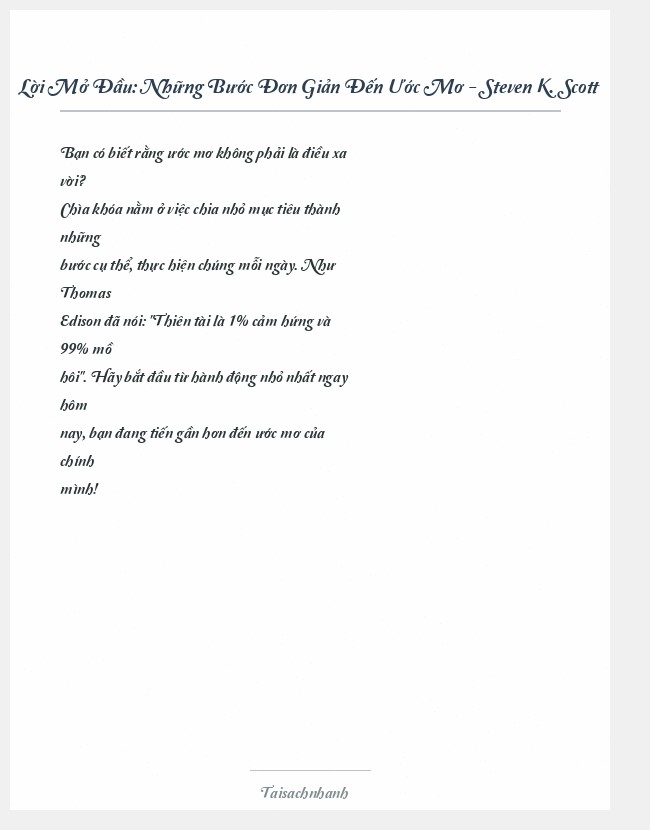 Trích đoạn Những Bước Đơn Giản Đến Ước Mơ - Steven K. Scott