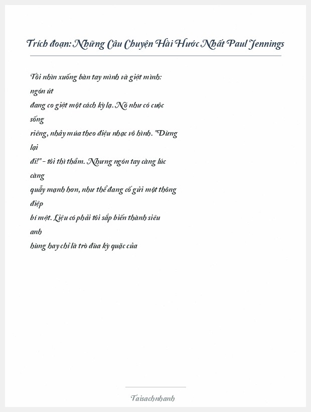 Trích đoạn Những Câu Chuyện Hài Hước Nhất Paul Jennings