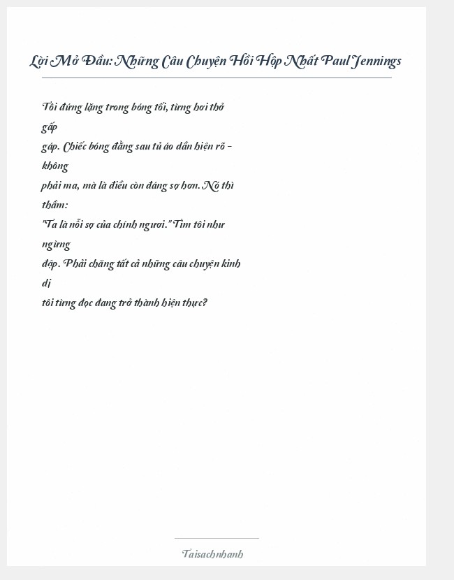 Trích đoạn Những Câu Chuyện Hồi Hộp Nhất Paul Jennings