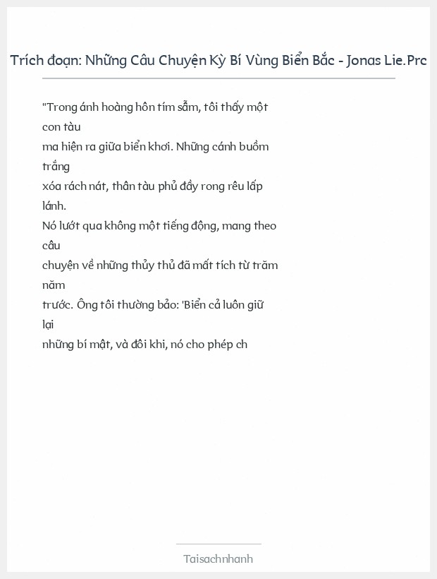 Trích đoạn Những Câu Chuyện Kỳ Bí Vùng Biển Bắc - Jonas Lie.Prc