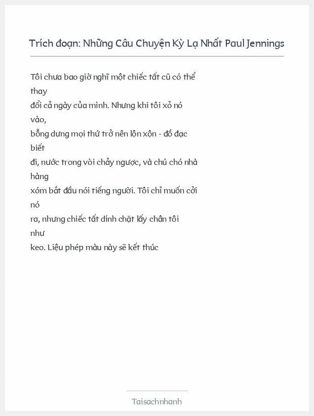 Trích đoạn Những Câu Chuyện Kỳ Lạ Nhất Paul Jennings