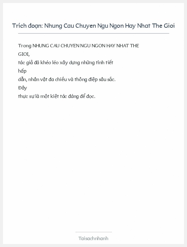 Trích đoạn Nhung Cau Chuyen Ngu Ngon Hay Nhat The Gioi