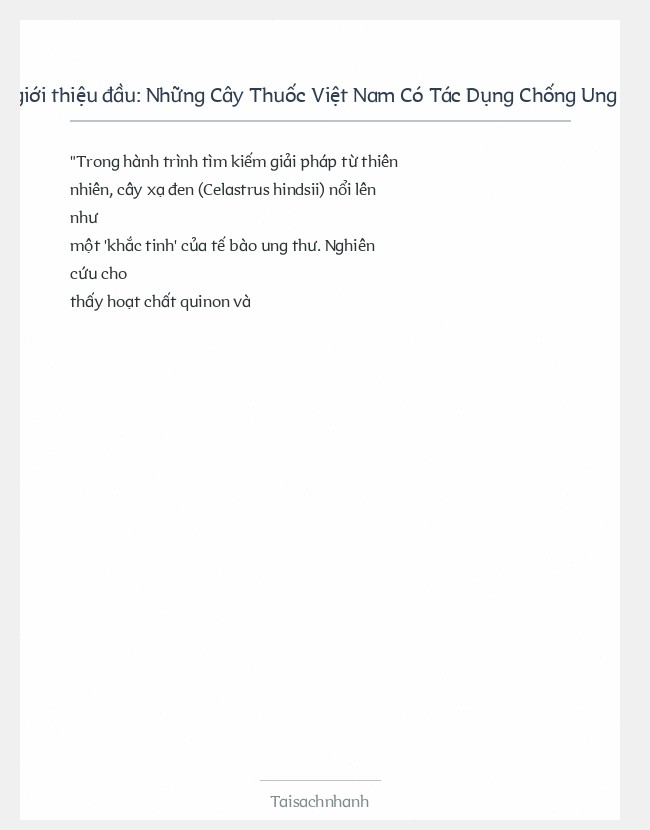 Trích đoạn Những Cây Thuốc Việt Nam Có Tác Dụng Chống Ung Thư