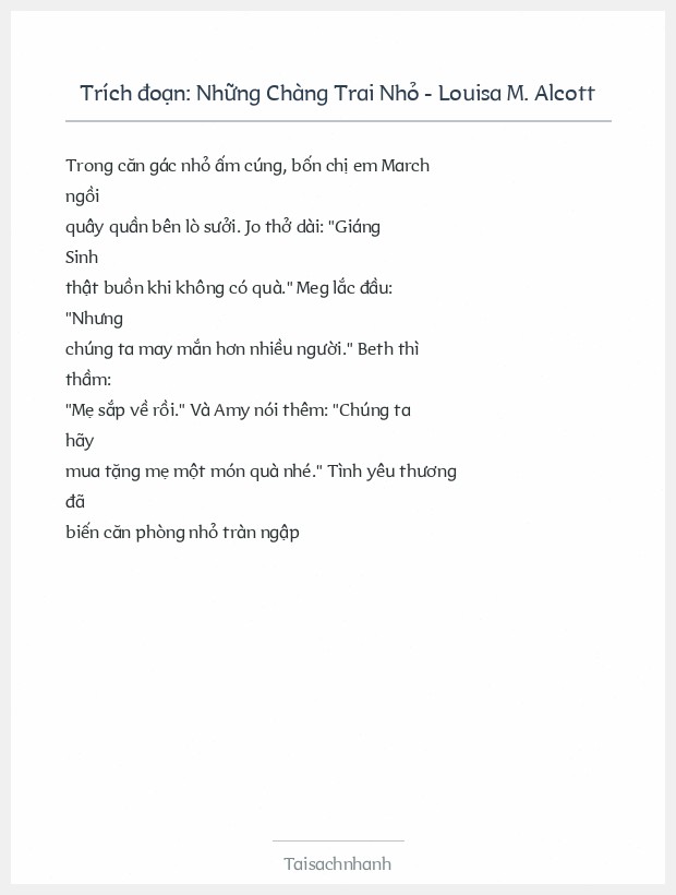 Trích đoạn Những Chàng Trai Nhỏ - Louisa M. Alcott